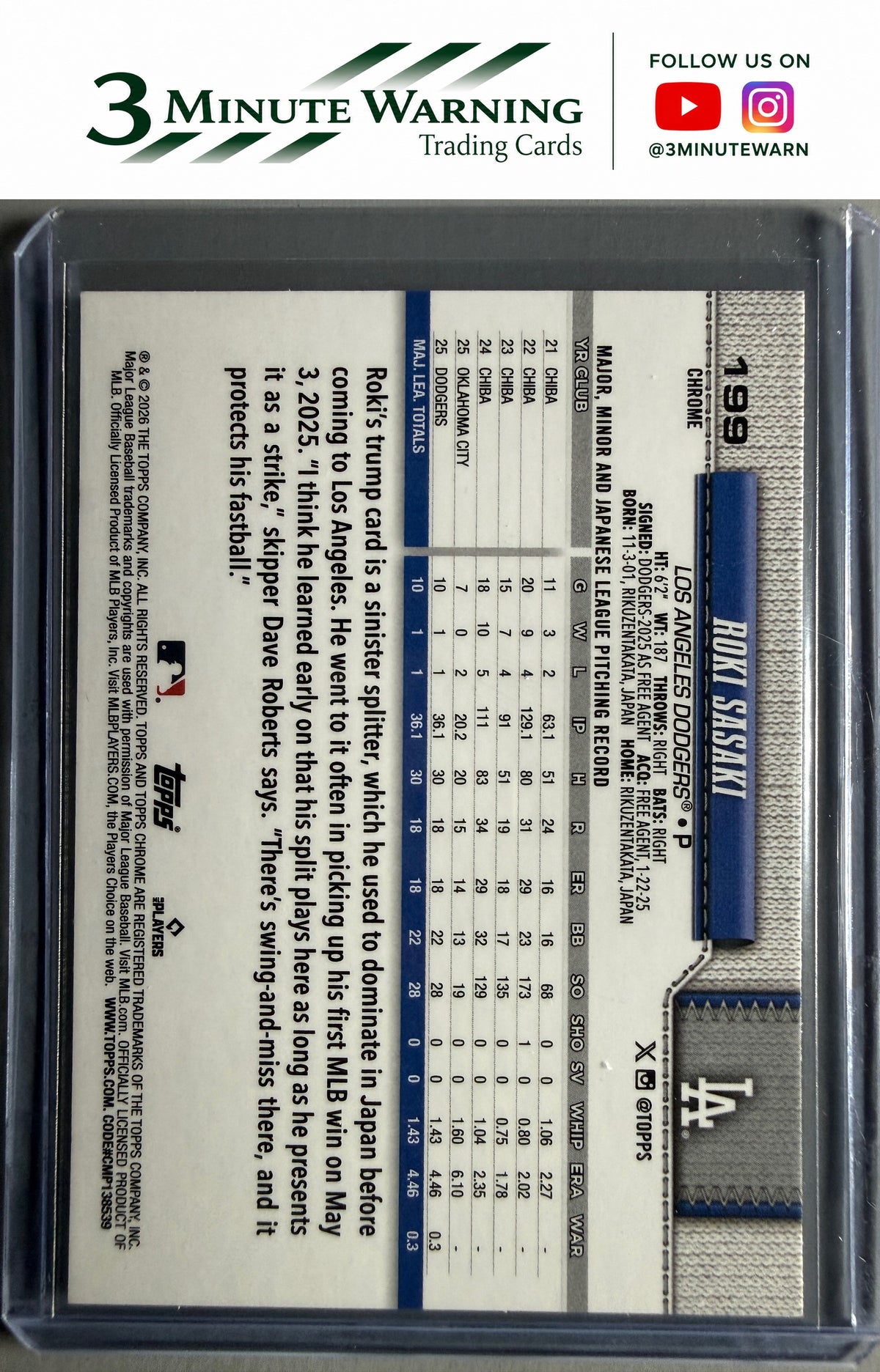 2026 Topps Chrome #199 Roki Sasaki