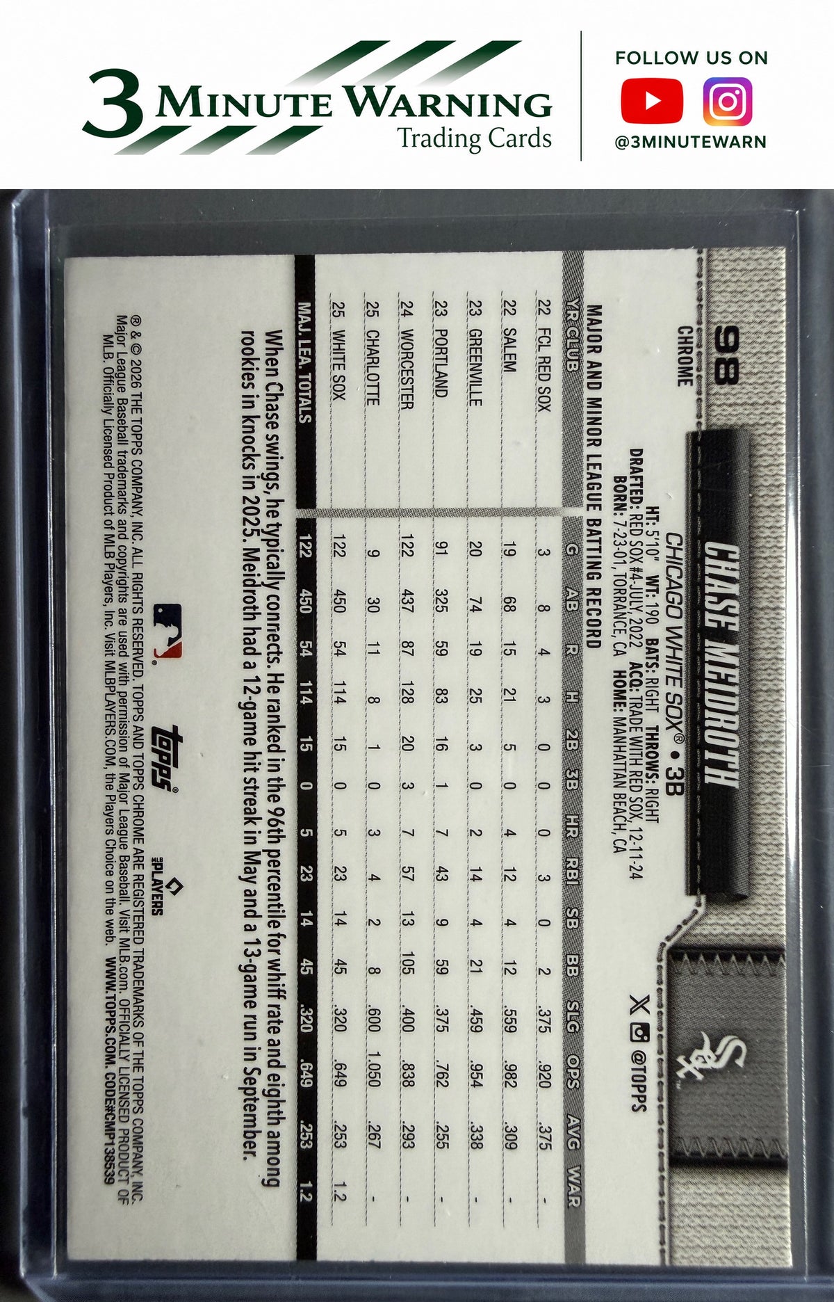 2026 Topps Chrome #98 Chase Meidroth