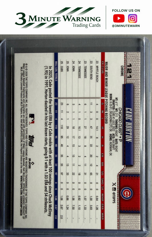 2026 Topps Chrome #121 Cade Horton Aqua X-Fractors #/199