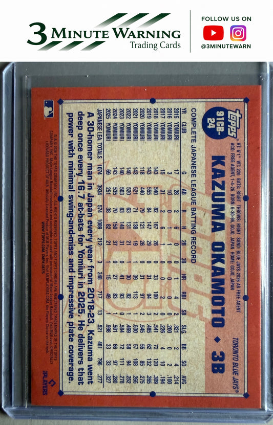 2026 Topps Chrome #91CB-24 Kazuma Okamoto 1991 Topps Baseball 35th Anniversary