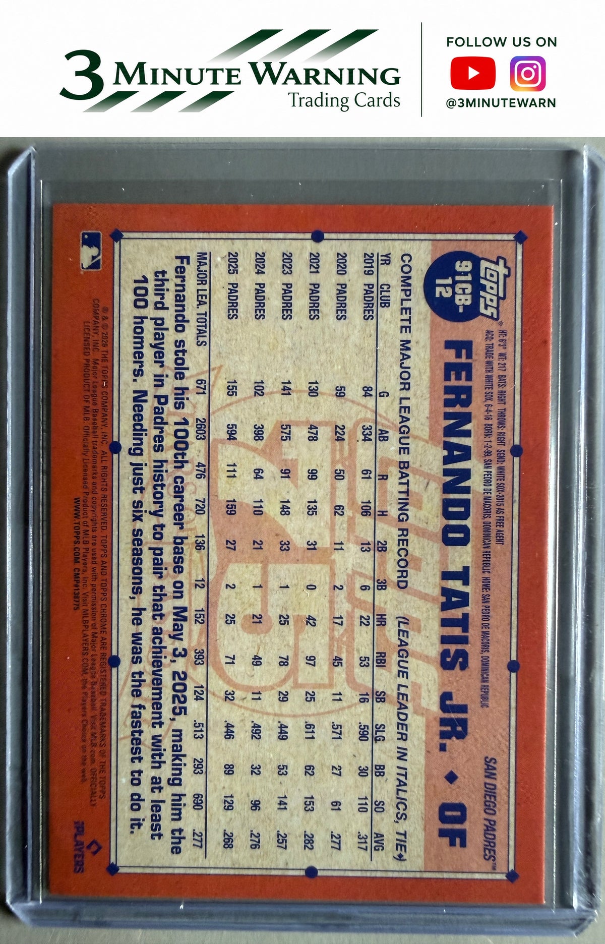 2026 Topps Chrome #91CB-12 Fernando Tatis Jr. 1991 Topps Baseball