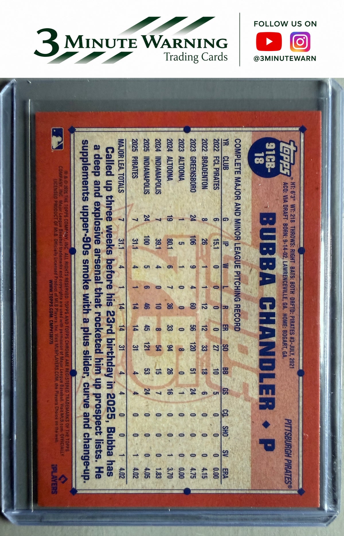 2026 Topps Chrome #91CB-18 Bubba Chandler 1991 Topps Baseball 35th Anniversary