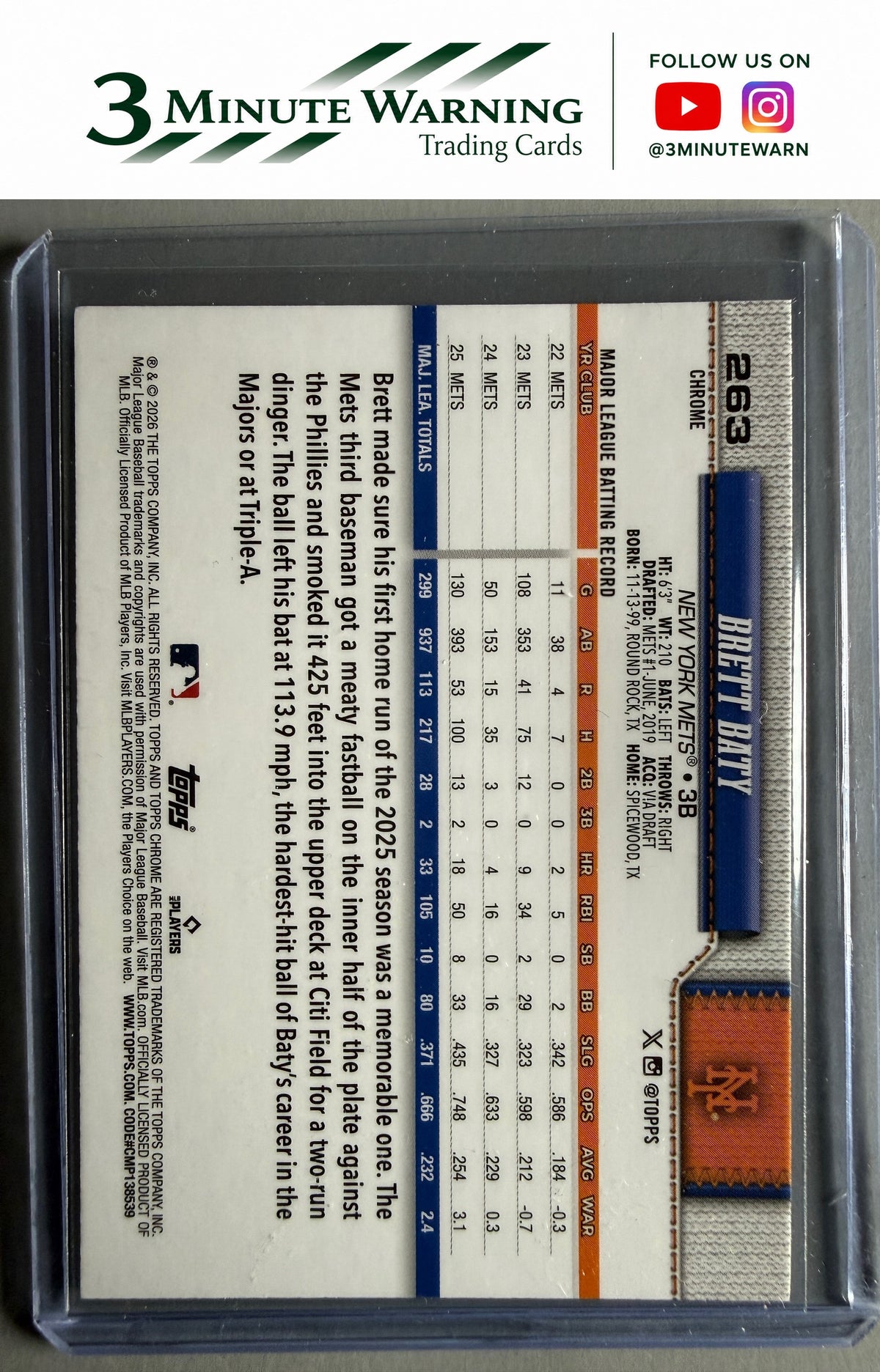 2026 Topps Chrome #263 Brett Baty X-Fractors