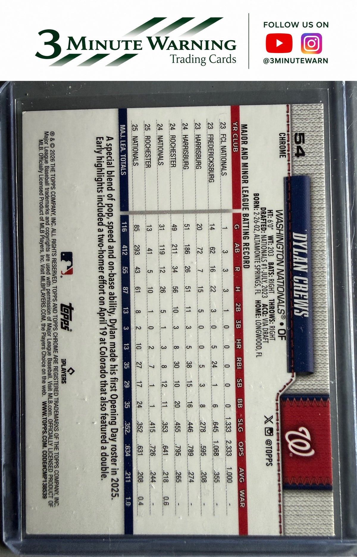 2026 Topps Chrome #54 Dylan Crews X-Fractors