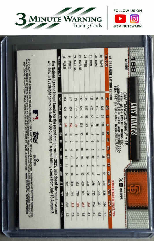 2026 Topps Chrome #168 Luis Arraez X-Fractors