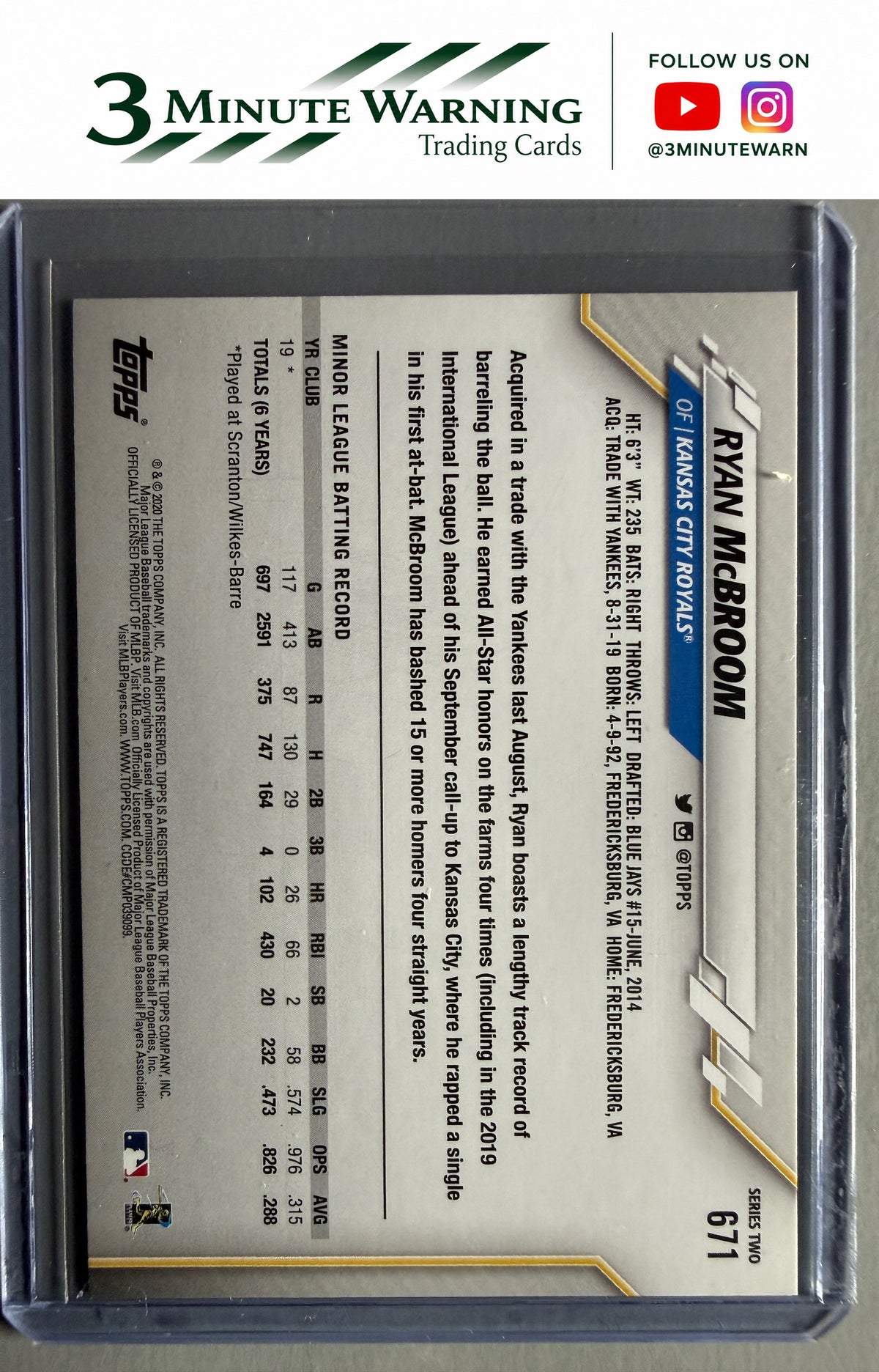 2020 Topps #671 Ryan McBroom
