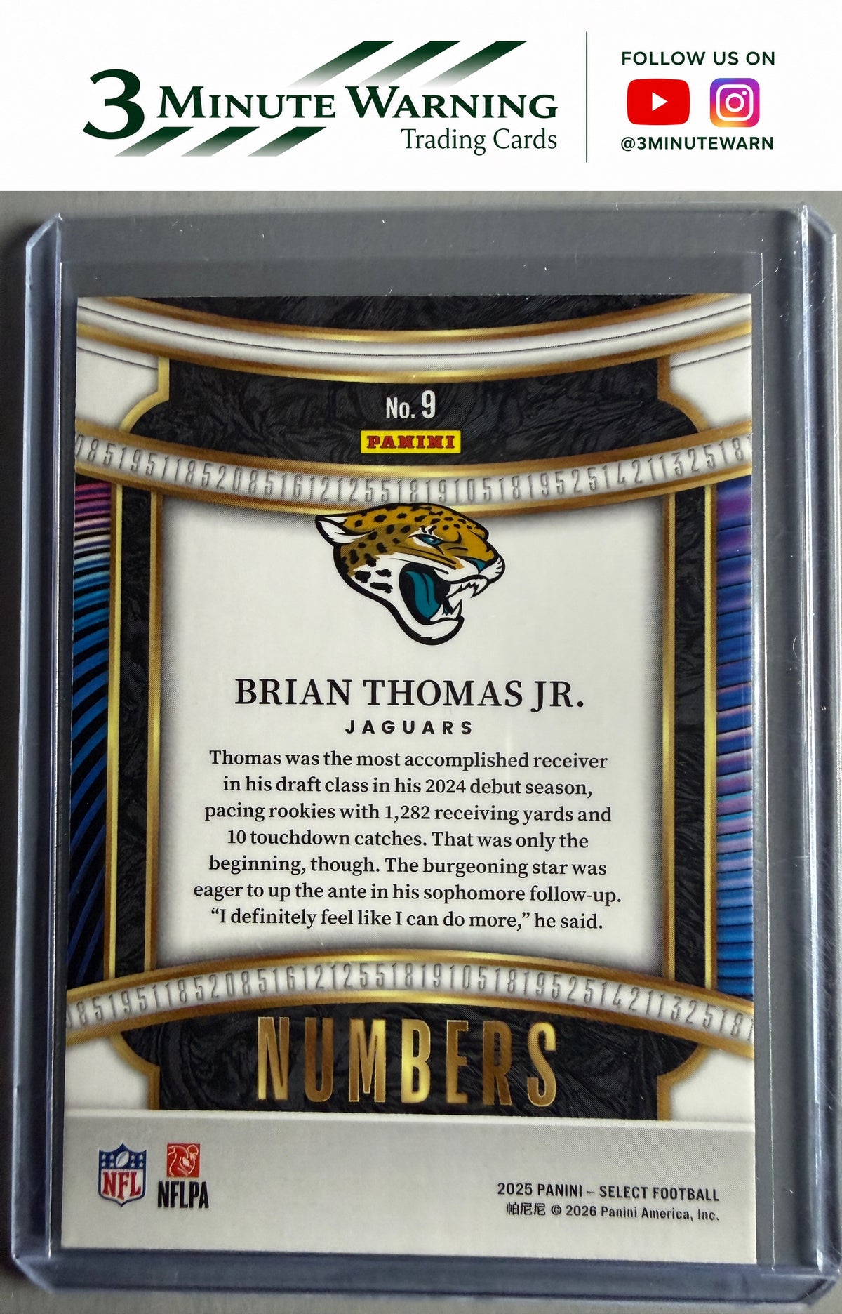 2025 Panini Select #9 Brian Thomas Jr. Select Numbers