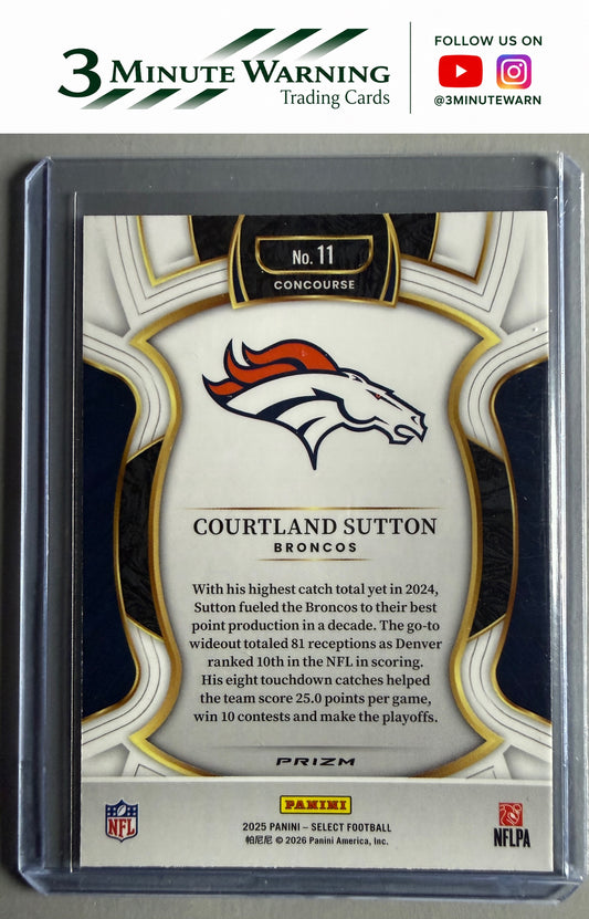 2025 Panini Select #11 Courtland Sutton Black and Green Prizm Shock