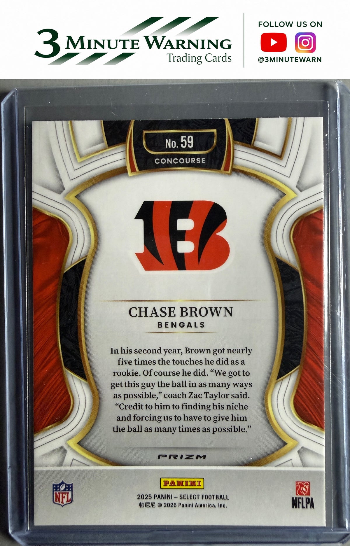 2025 Panini Select #59 Chase Brown Pink Prizm Shock