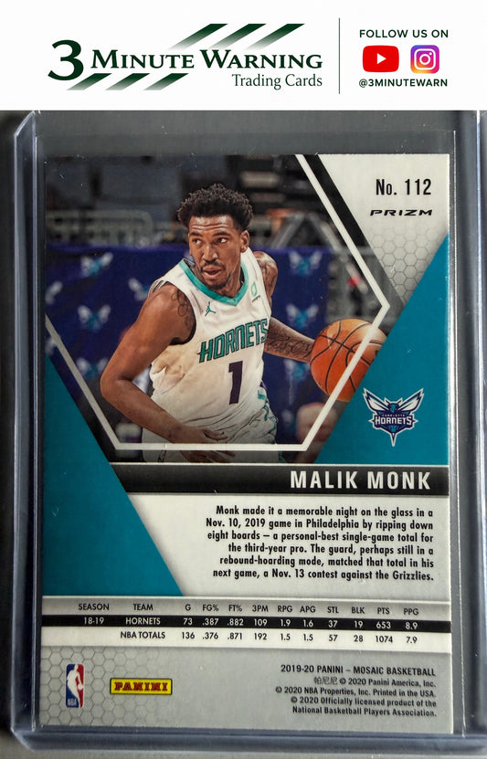 2019-20 Panini Mosaic #112 Malik Monk Camo Pink