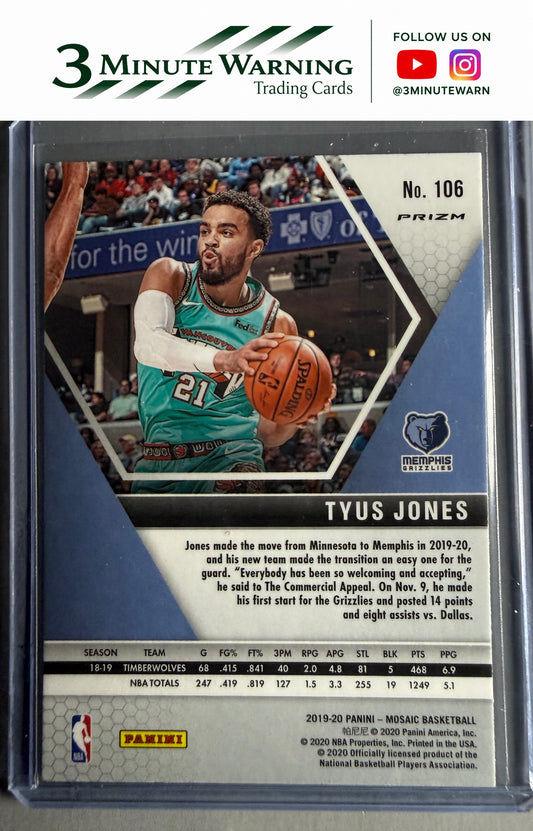 2019-20 Panini Mosaic #106 Tyus Jones Camo Pink