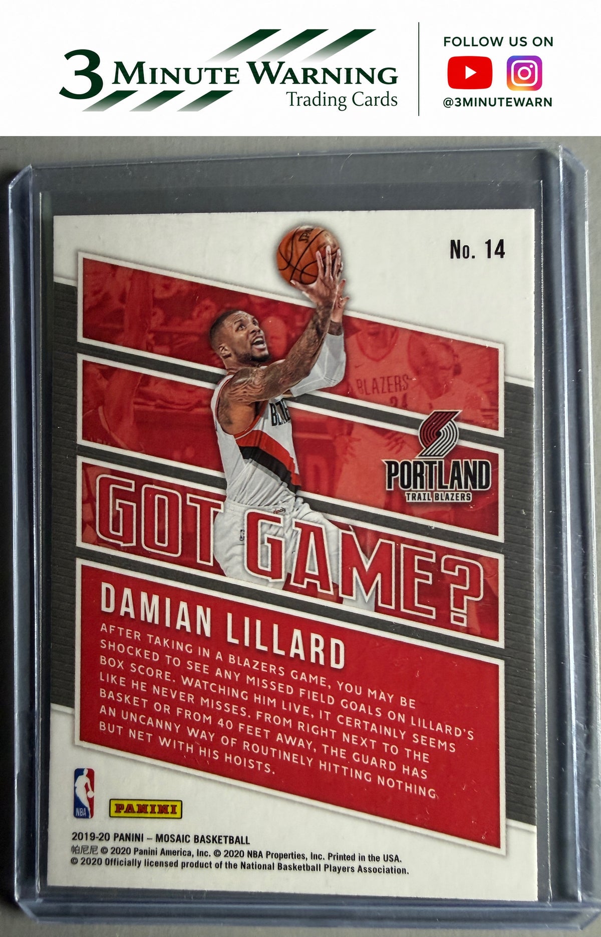 2019-20 Panini Mosaic #14 Damian Lillard Got Game?