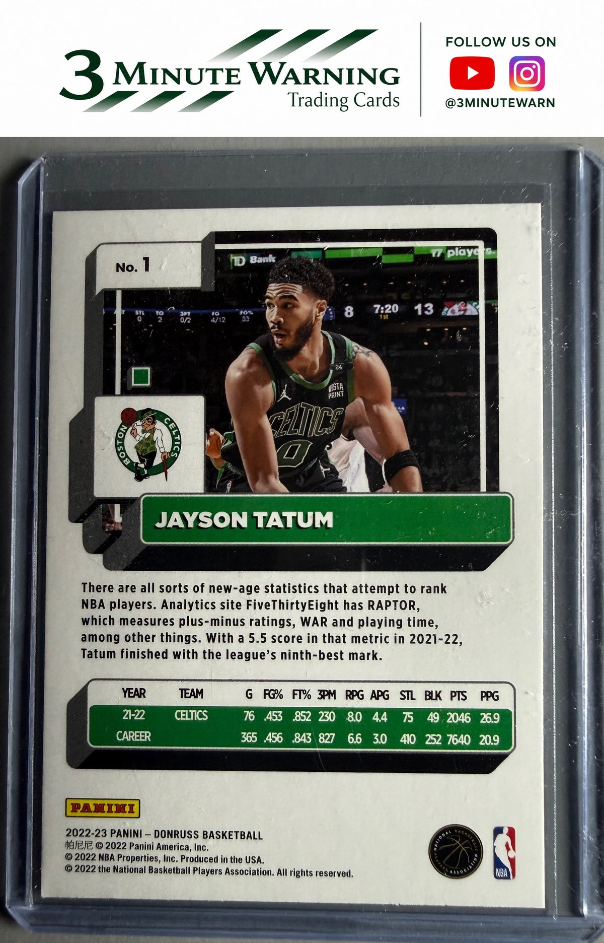 2022-23 Donruss #1 Jayson Tatum Holo Laser Green