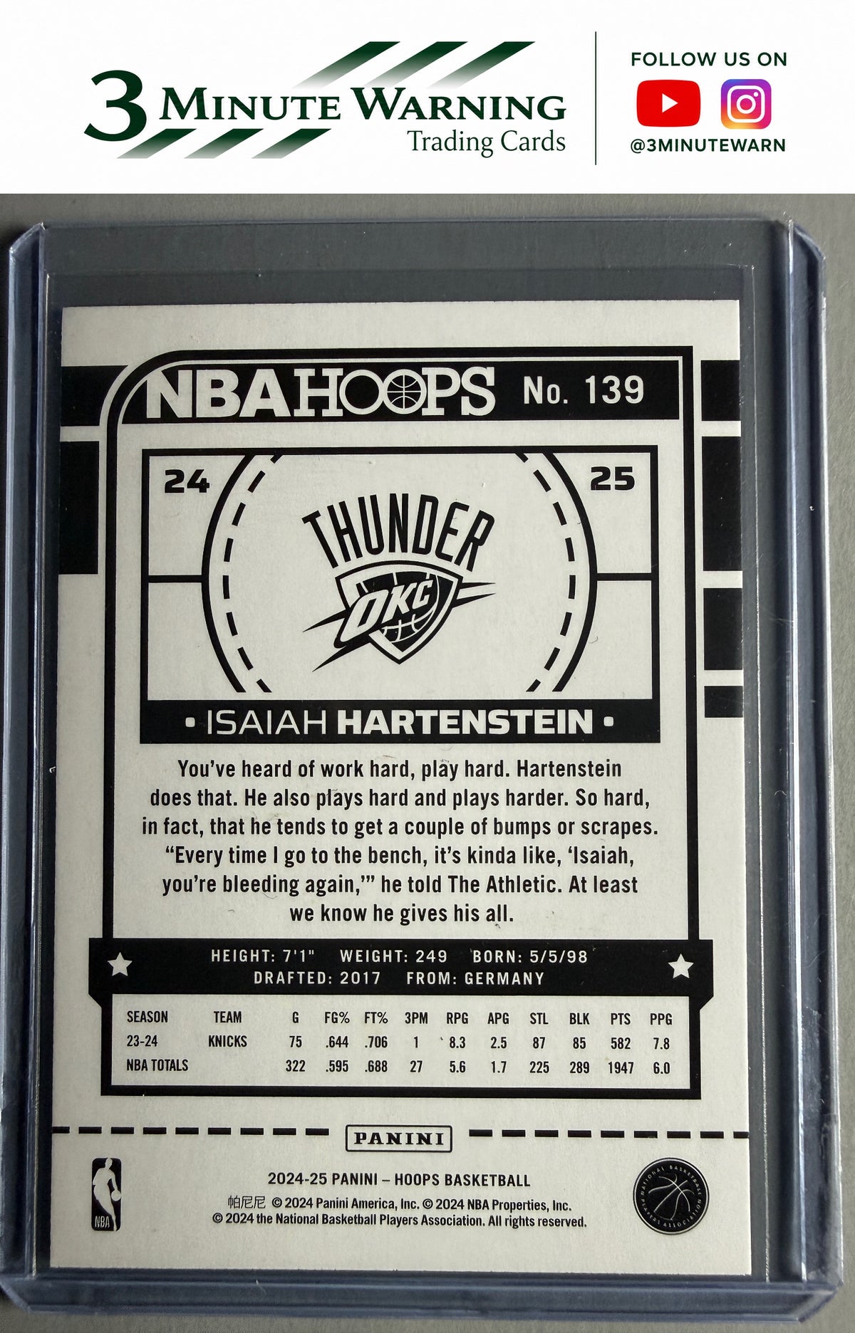 2024-25 Hoops #139 Isaiah Hartenstein Purple