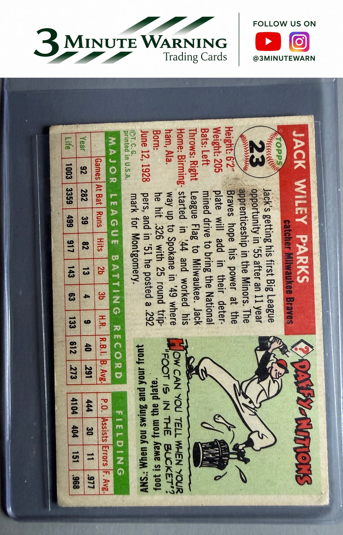1955 Topps #23 Jack Parks