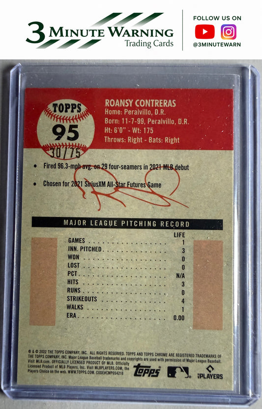 2022 Topps Chrome Platinum #95 Roansy Contreras Rose Gold Refractor #/75