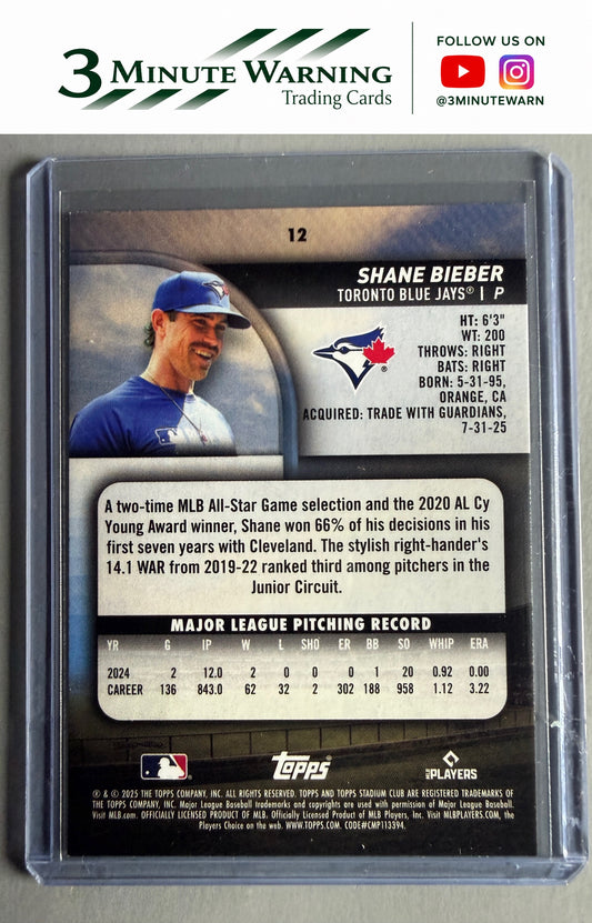 2025 Stadium Club #12 Shane Bieber
