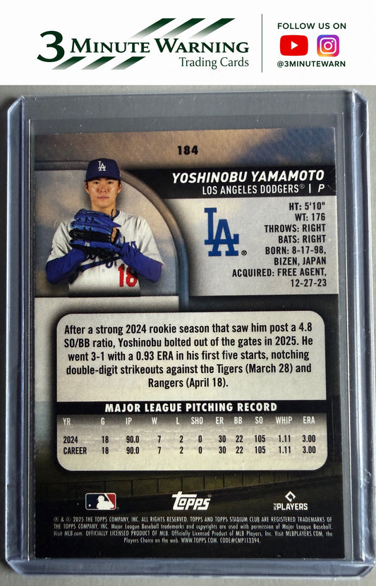 2025 Stadium Club #184 Yoshinobu Yamamoto Pink Foil