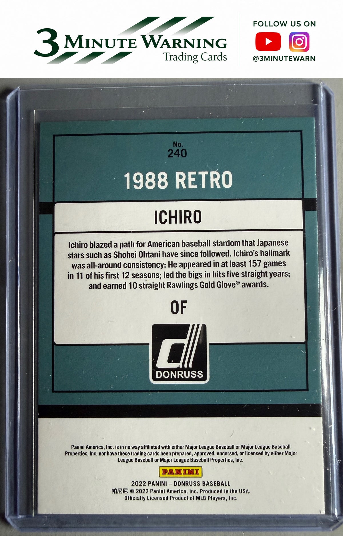 2022 Donruss #240 Ichiro Holo Orange