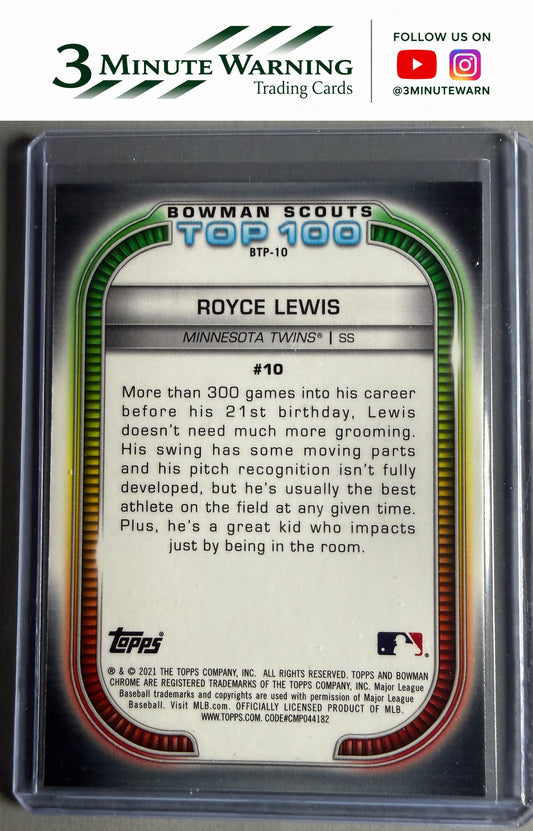 2021 Bowman #BTP-10 Royce Lewis Chrome Bowman Scouts Top 100