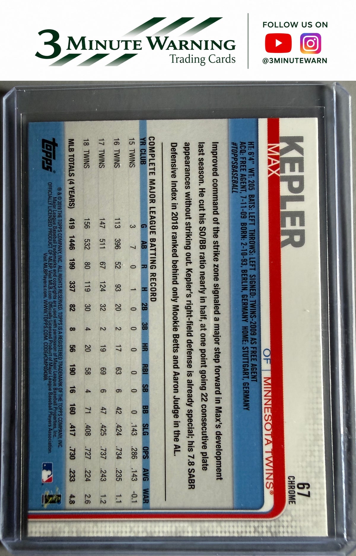 2019 Topps Chrome #67 Max Kepler Prism Refractor