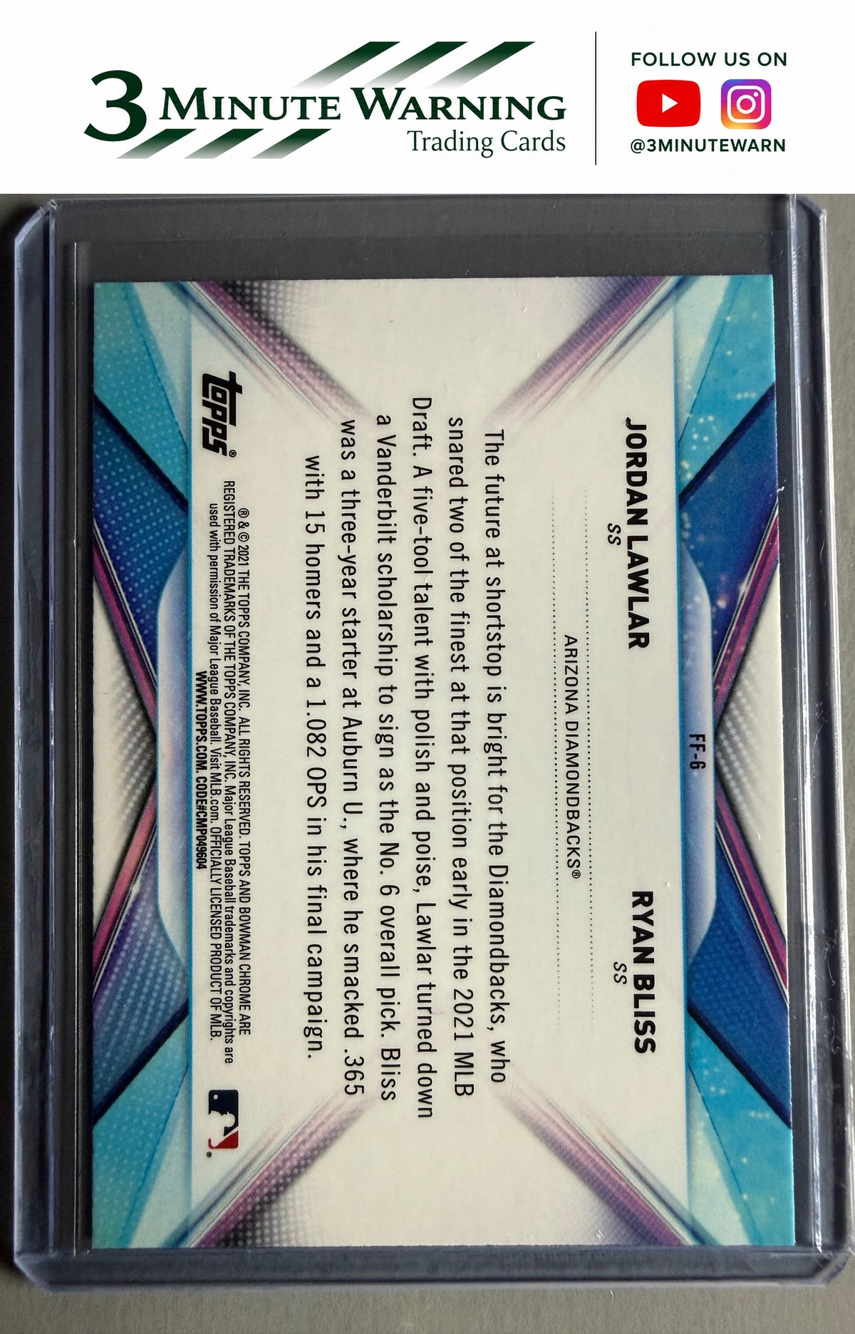 2021 Bowman Draft #FF-6 Ryan Bliss / Jordan Lawlar Franchise Futures