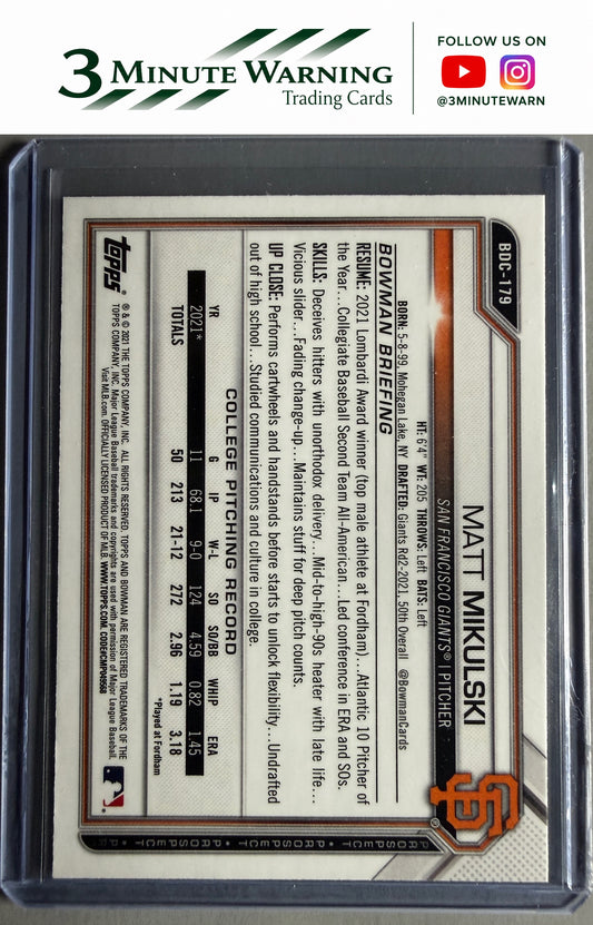 2021 Bowman Draft #BDC-179 Matt Mikulski Chrome