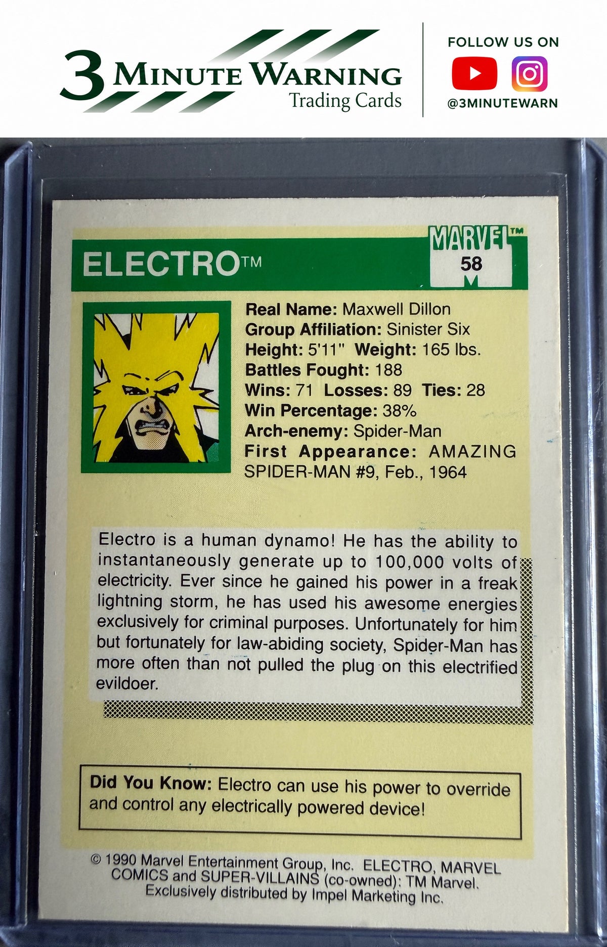 1990 Impel Marvel Universe #58 Electro