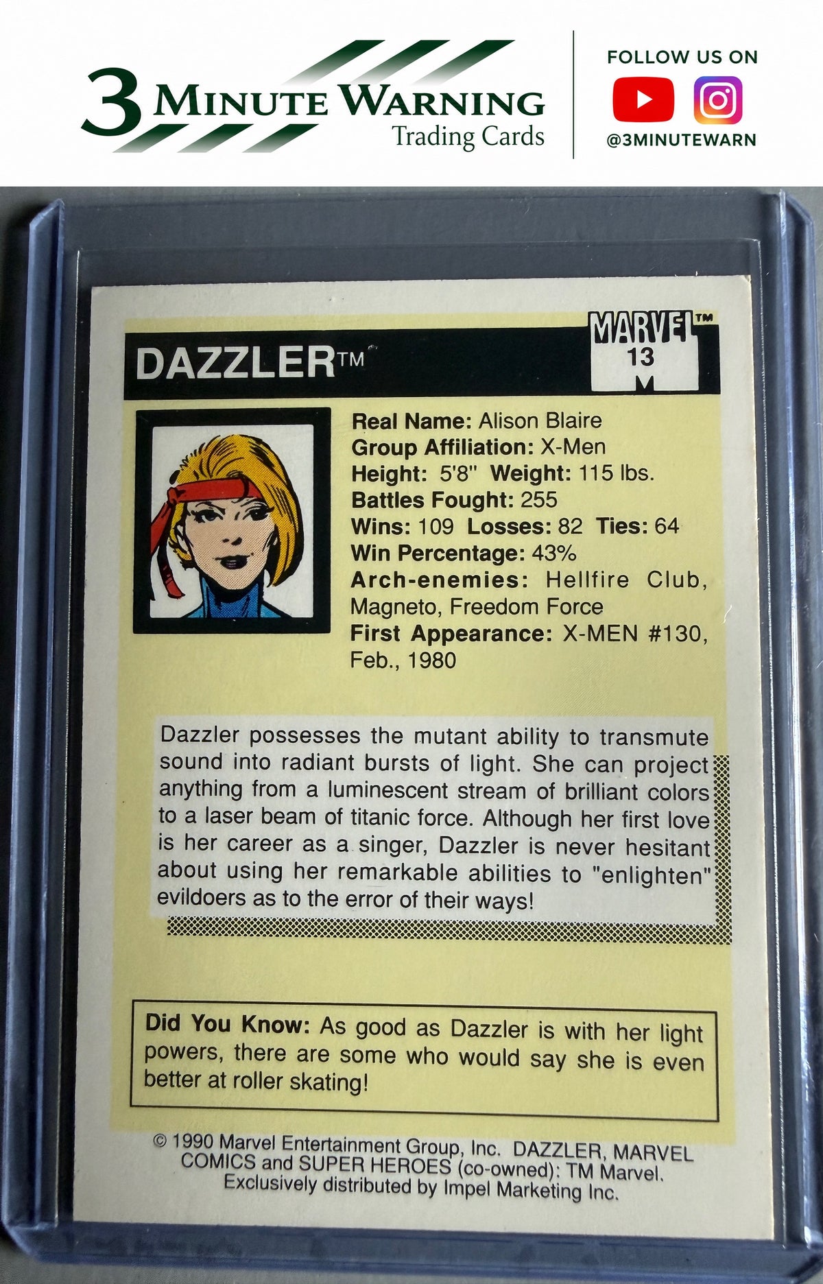 1990 Impel Marvel Universe #13 Dazzler