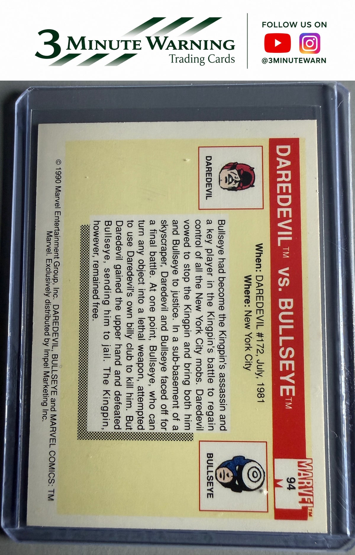 1990 Impel Marvel Universe #94 Daredevil vs. Bullseye