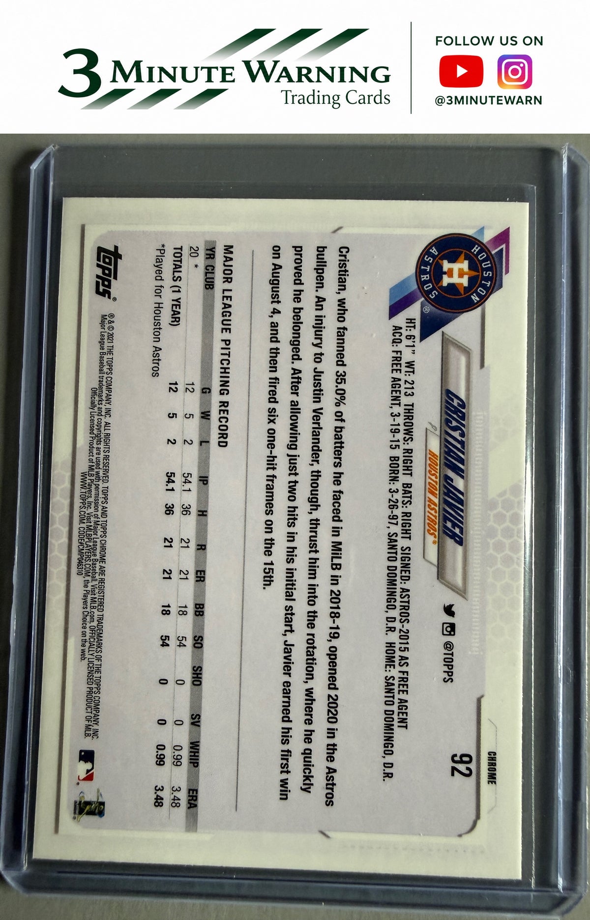 2021 Topps Chrome #92 Cristian Javier