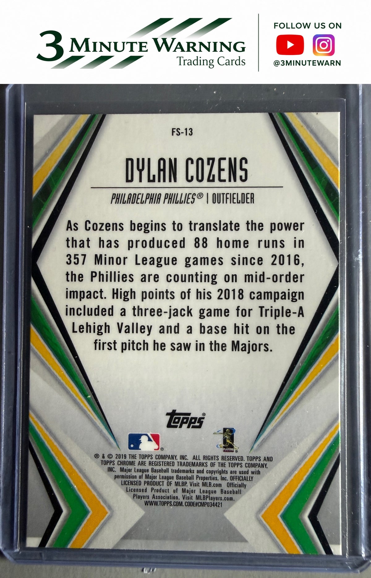 2019 Topps Chrome #FS-13 Dylan Cozens Future Stars