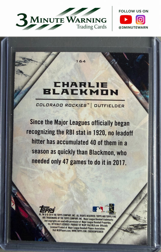 2018 Topps Fire #164 Charlie Blackmon Gold Minted