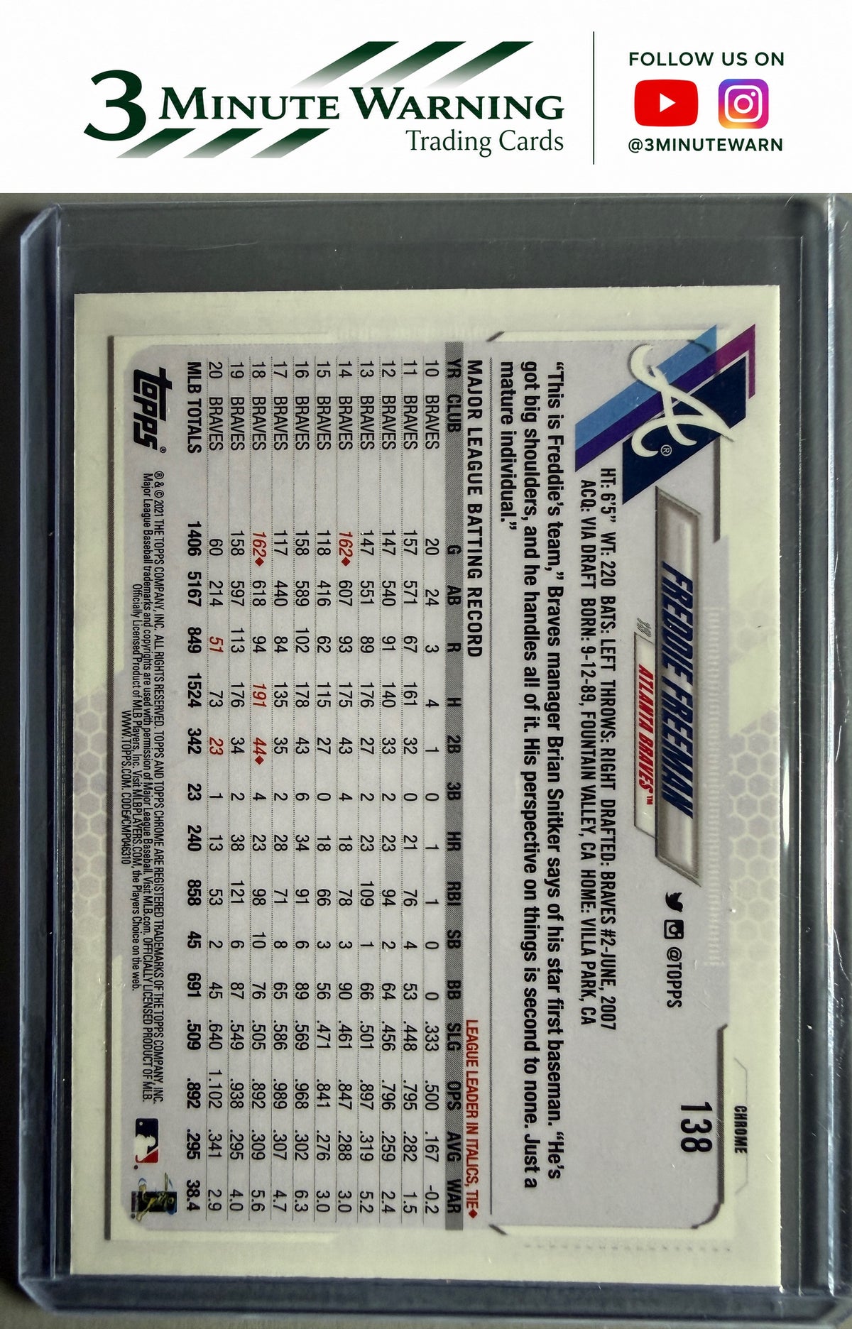 2021 Topps Chrome #138 Freddie Freeman
