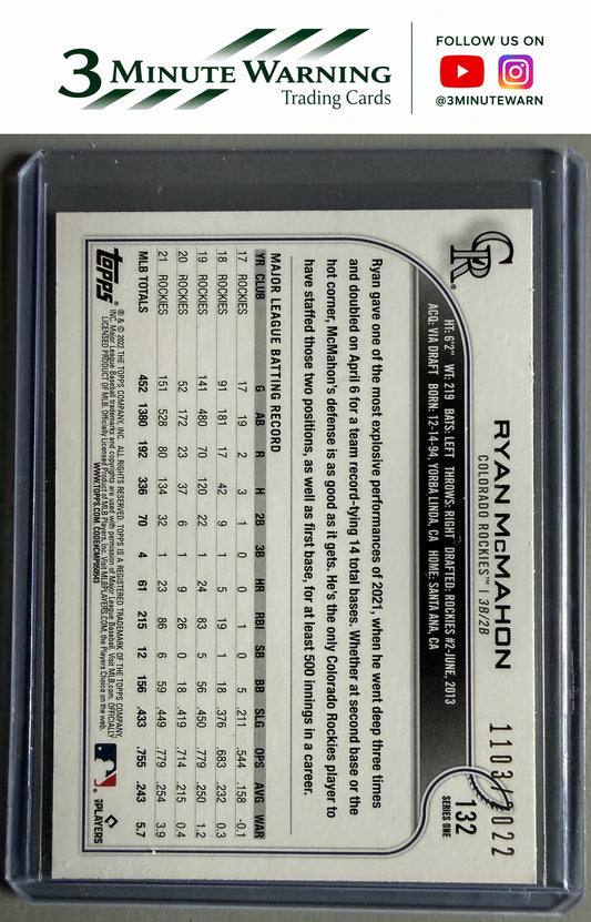 2022 Topps #132 Ryan McMahon Gold #/2022
