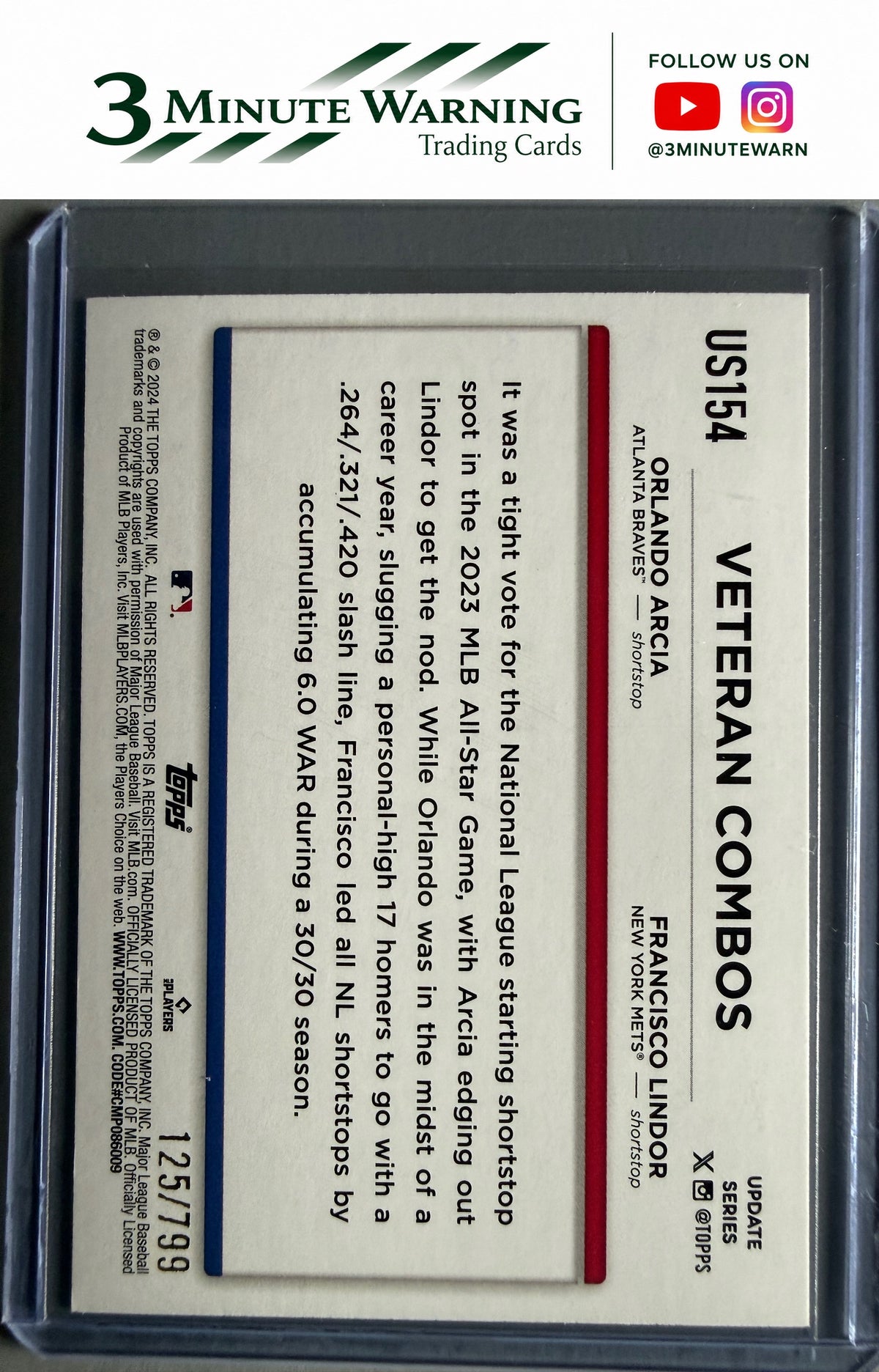 2024 Topps Update #US154 Time For Fun (Arcia / Lindor) Purple Holofoil