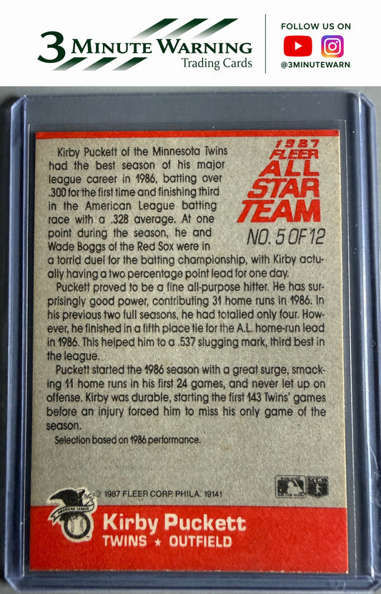 1987 Fleer #5 Kirby Puckett Fleer All Star Team