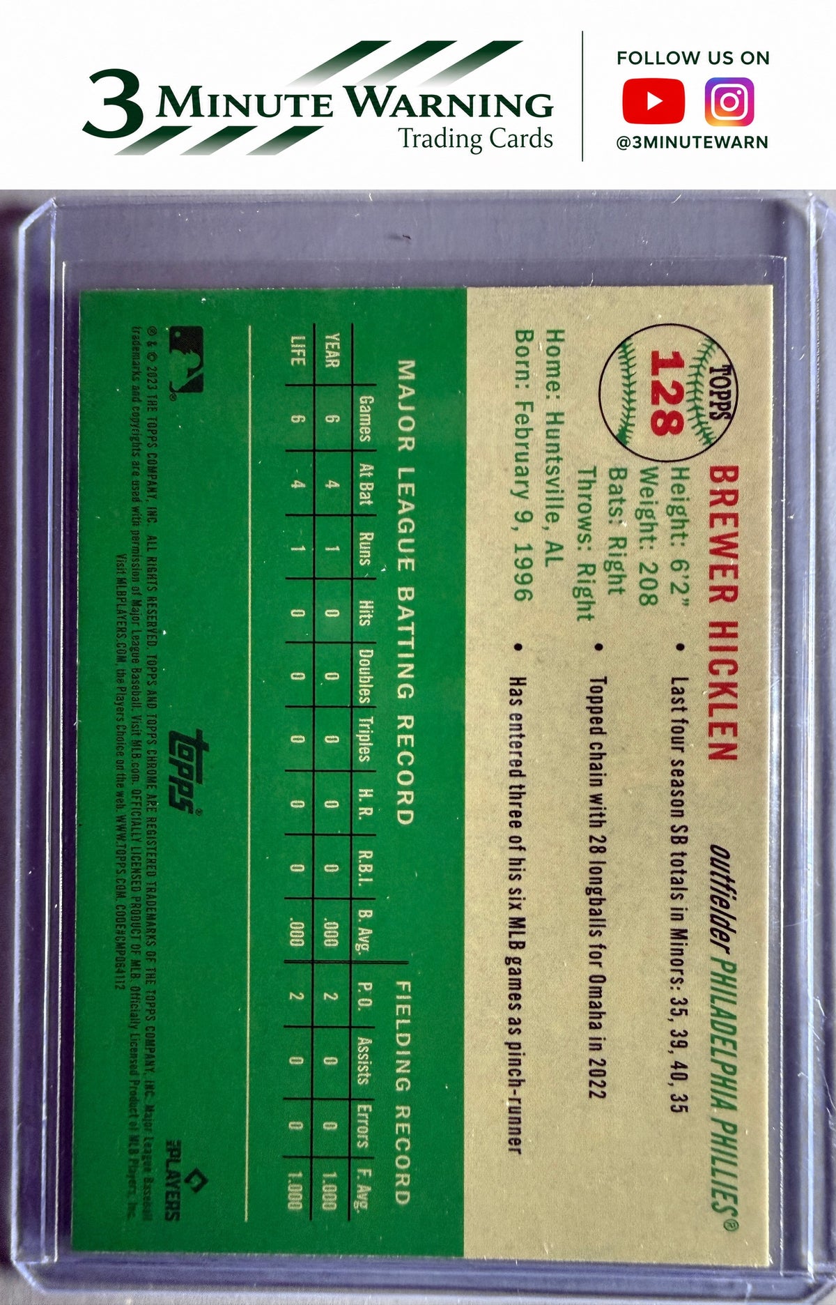 2023 Topps Chrome Platinum Anniversary #128 Brewer Hicklen