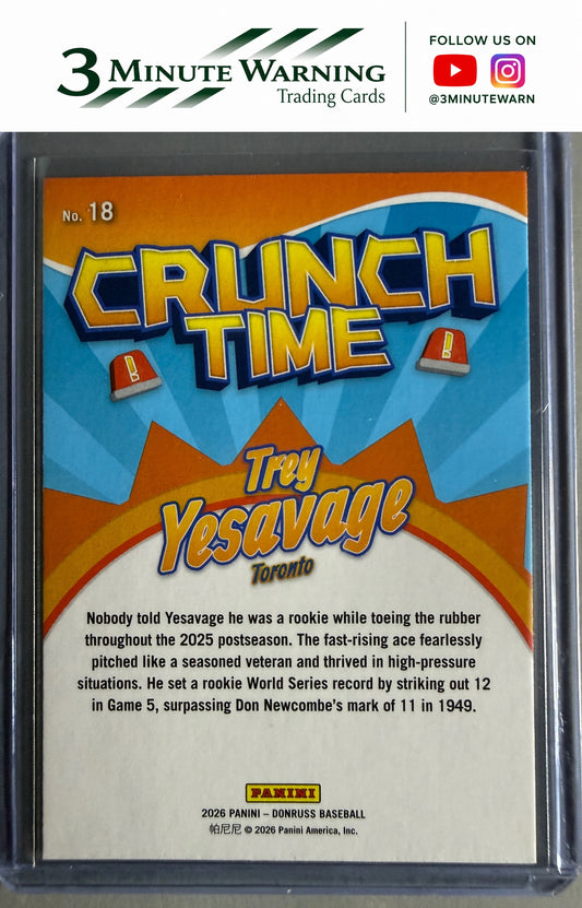 2026 Donruss #18 Trey Yesavage Crunch Time