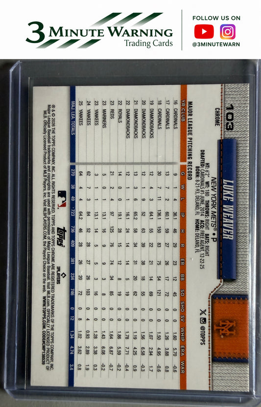 2026 Topps Chrome #103 Luke Weaver