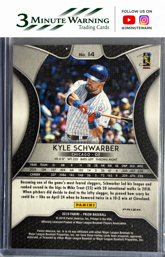 2019 Panini Prizm #14 Kyle Schwarber Red, White, & Blue Prizm