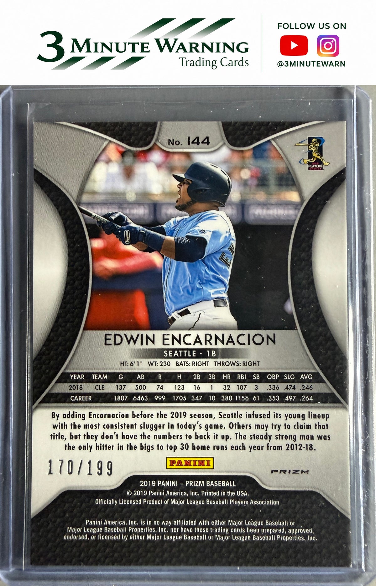 2019 Panini Prizm #144 Edwin Encarnacion Lime Green Donut Circles Prizm #/199