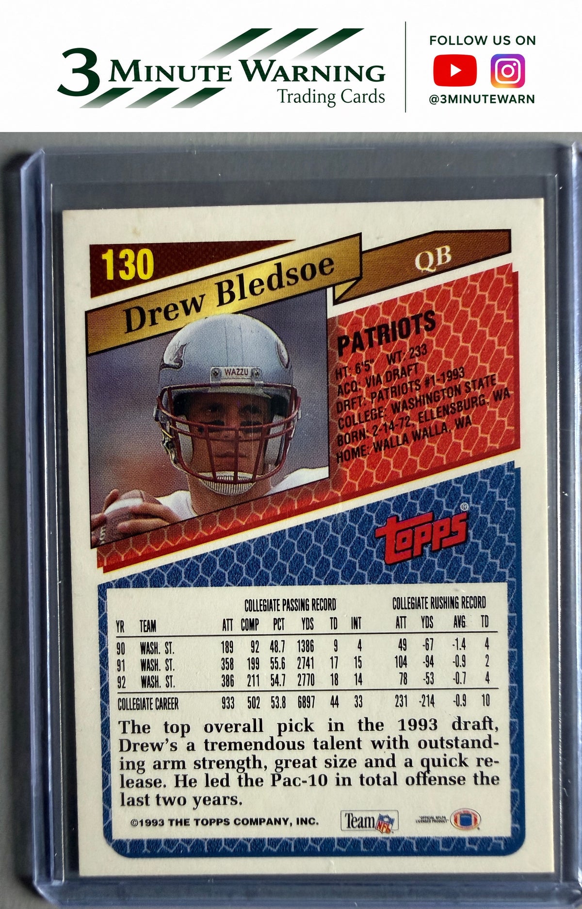 1993 Topps #130 Drew Bledsoe
