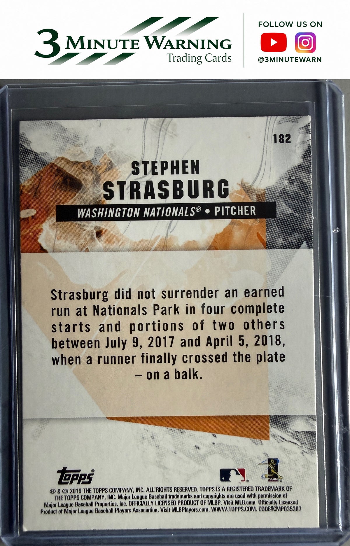 2019 Topps Fire #182 Stephen Strasburg