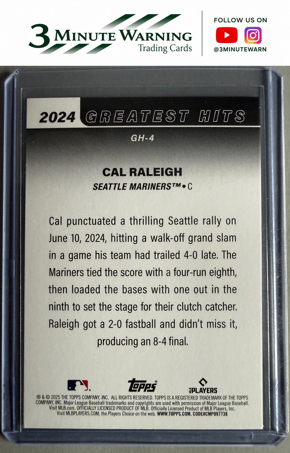 2025 Topps #GH-4 Cal Raleigh 2024 Greatest Hits