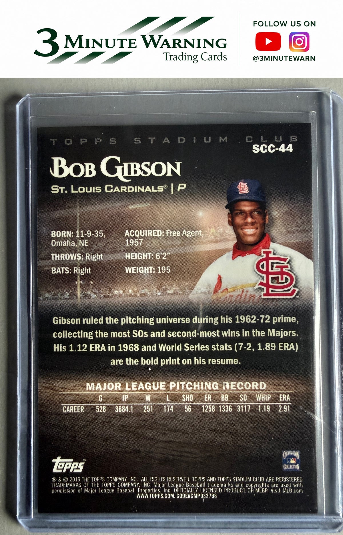 2019 Stadium Club #SCC-44 Bob Gibson Chrome