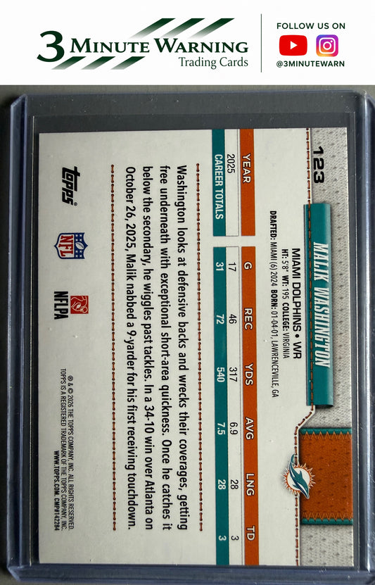 2026 Topps Flagship #123 Malik Washington Football