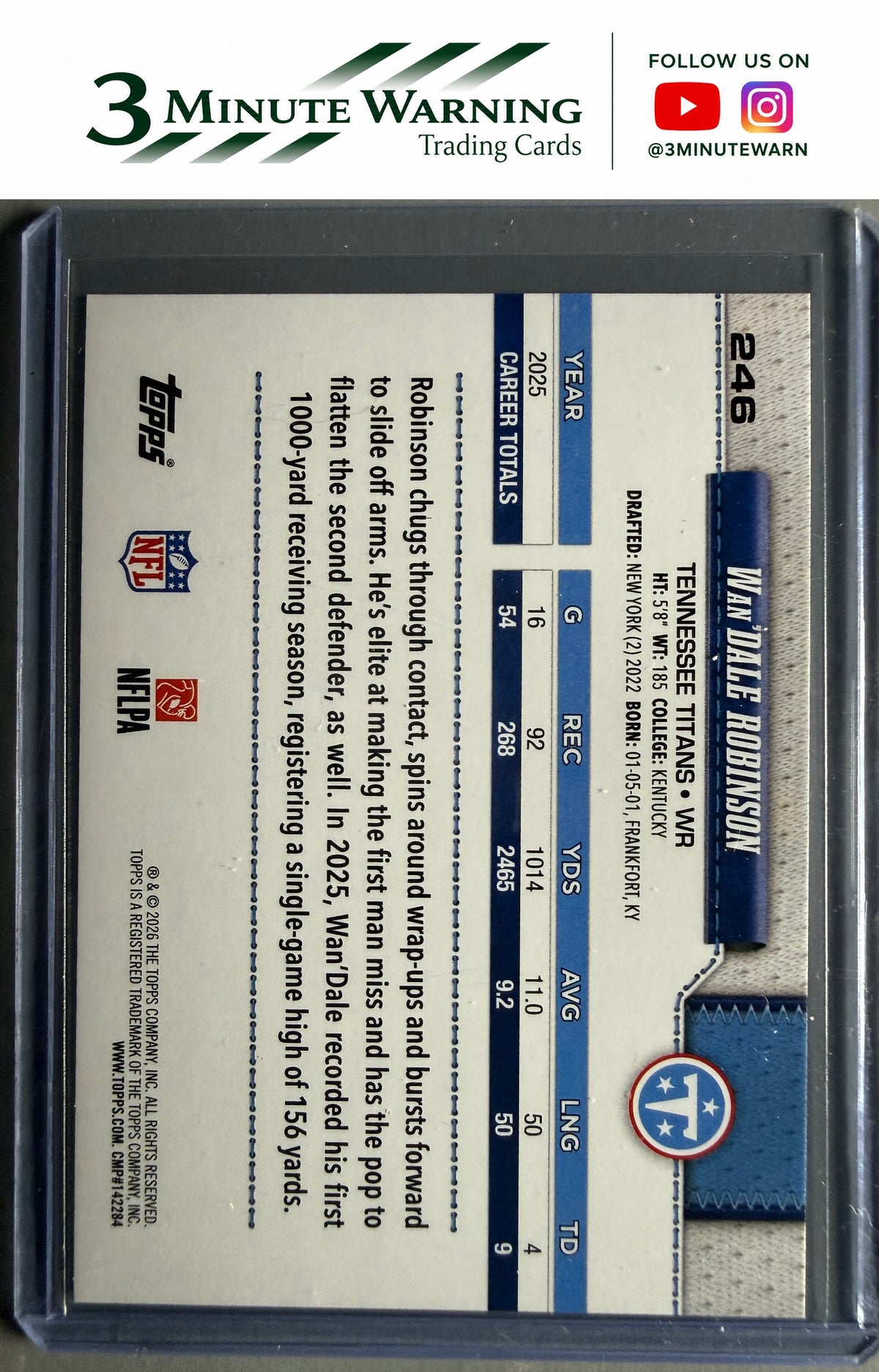 2026 Topps Flagship #246 Wan'Dale Robinson Football