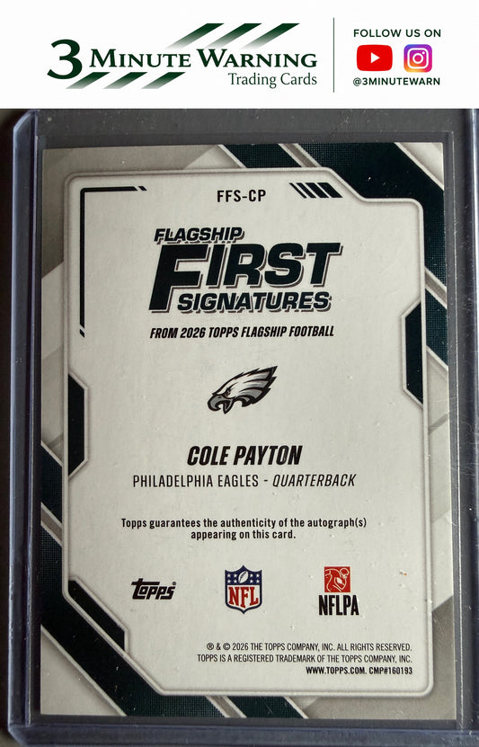 2026 Topps Flagship #FFS-CP Cole Payton Flagship First Signatures