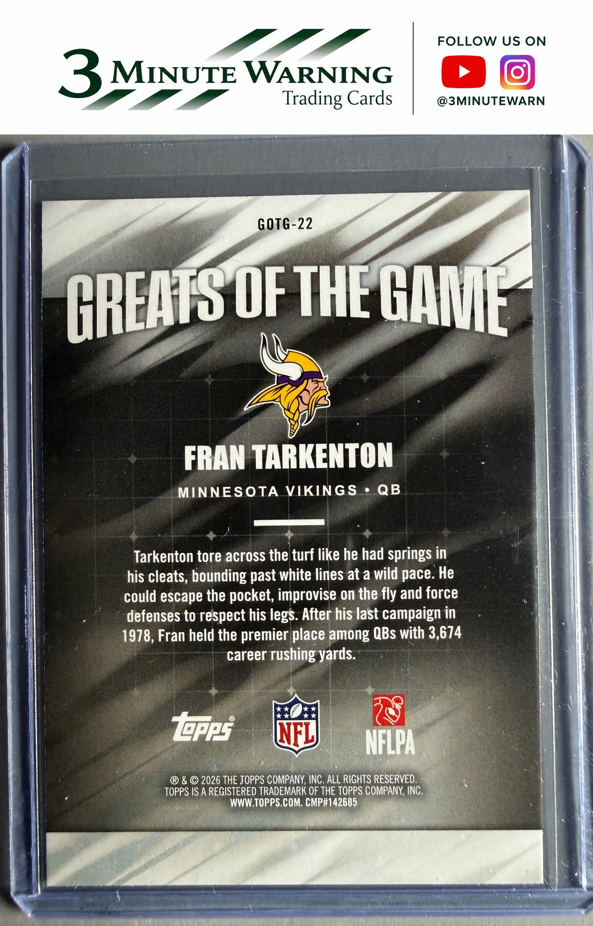 2026 Topps Flagship #GOTG-22 Fran Tarkenton Greats Of The Game